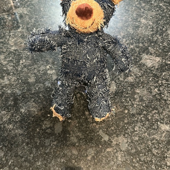Dog Toy Denim Patchwork Teddy Bear Plush Toy w/squeakers Medium Chew Toy - Picture 5 of 8